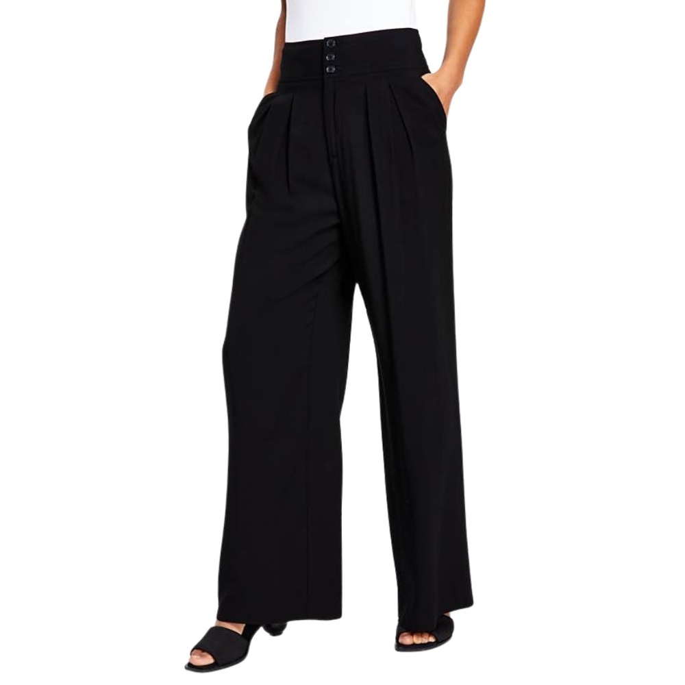 Bar III Petite High-Rise Pleated Wide-Leg Pants Black 8P Petite